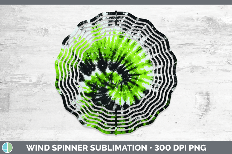 Green Tie Dye Wind Spinner Sublimation Design