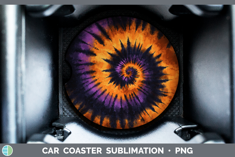 Halloween Tie Dye Car Coaster Sublimation Design
