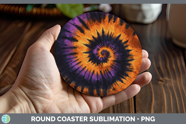 Halloween Tie Dye Round Coaster Sublimation Design