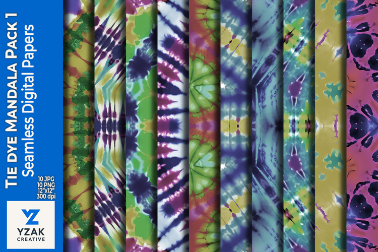 Tie Dye Mandala Digital Paper Pack 1