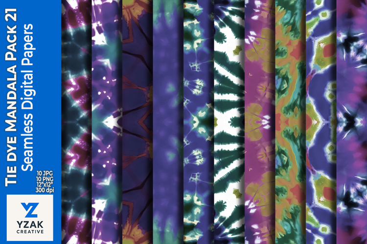 Tie Dye Mandala Digital Paper Pack 21