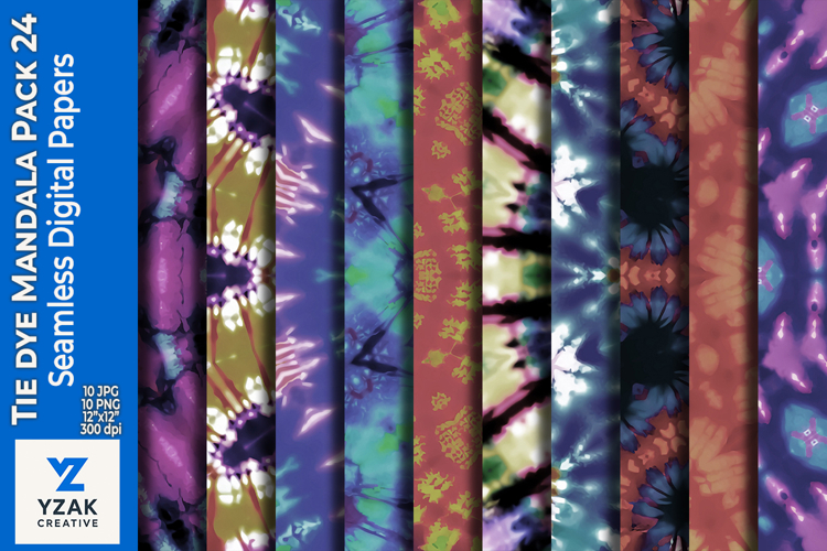 Tie Dye Mandala Digital Paper Pack 24