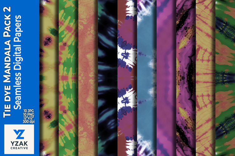 Tie Dye Mandala Digital Paper Pack 2