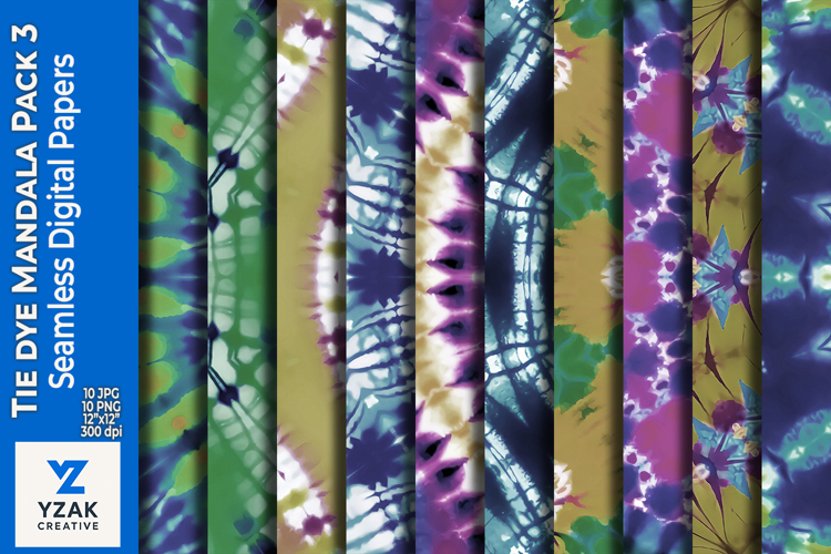 Tie Dye Mandala Digital Paper Pack 3