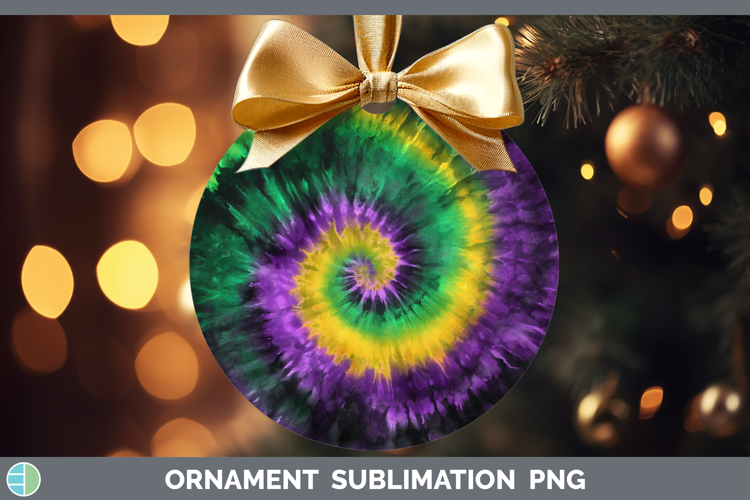 Mardi Gras Tie Dye Ornament Sublimation Design