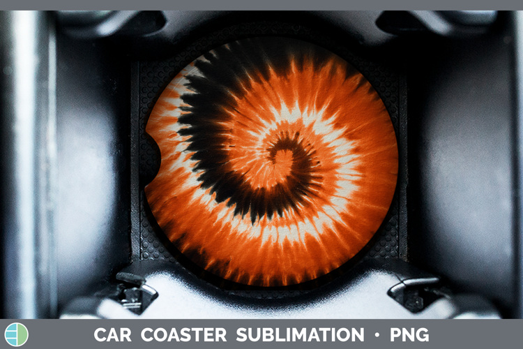 Orange Tie Dye Car Coaster Sublimation Design