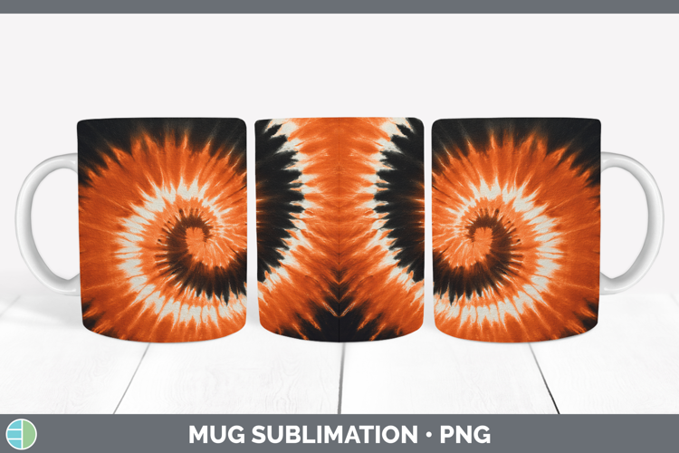 Orange Tie Dye Mug Wrap Sublimation Design