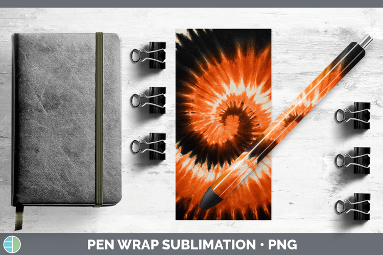 Orange Tie Dye Pen Wrap Sublimation Design
