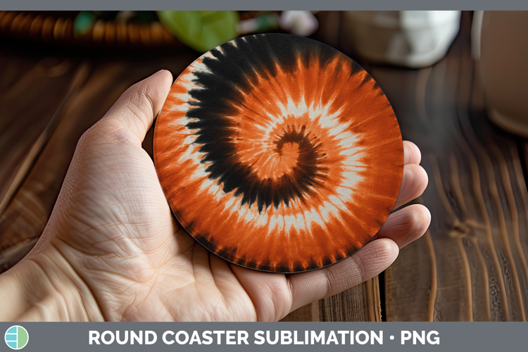 Orange Tie Dye Round Coaster Sublimation Design