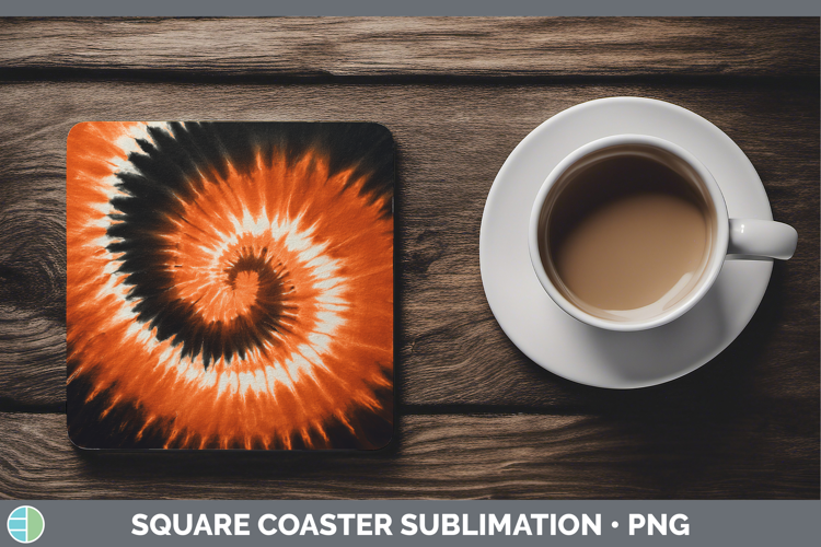 Orange Tie Dye Square Coaster Sublimation Design