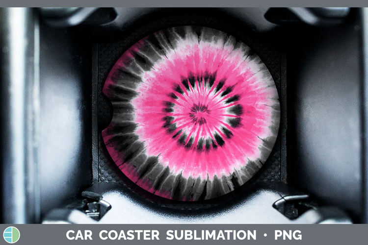 Pink Tie Dye Car Coaster Sublimation Design