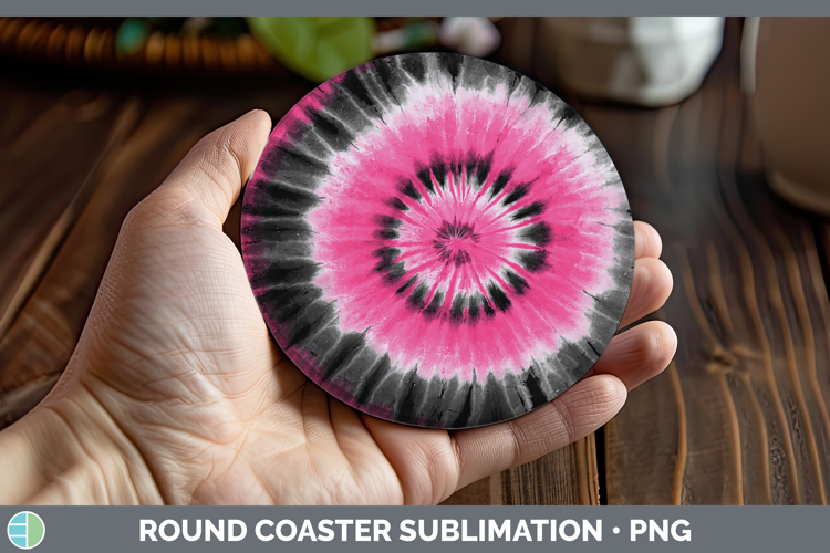 Pink Tie Dye Round Coaster Sublimation Design