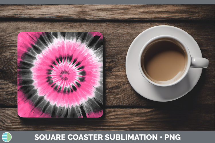 Pink Tie Dye Square Coaster Sublimation Design