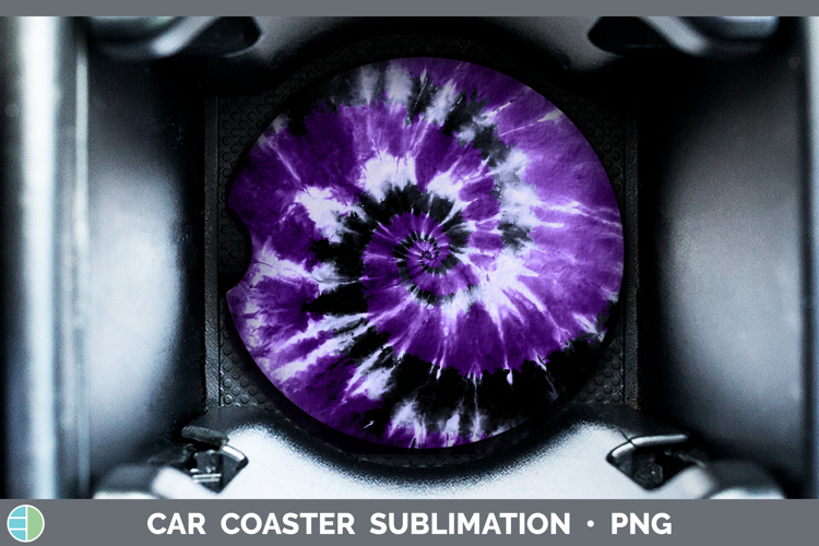 Purple Tie Dye Car Coaster Sublimation Design