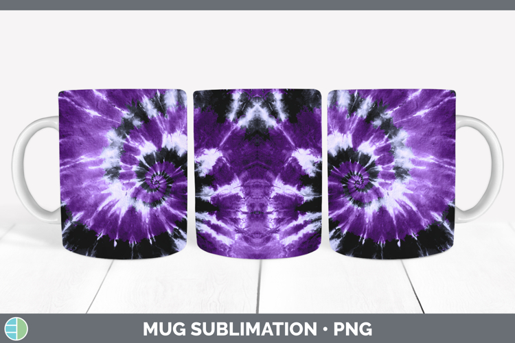 Purple Tie Dye Mug Wrap Sublimation Design