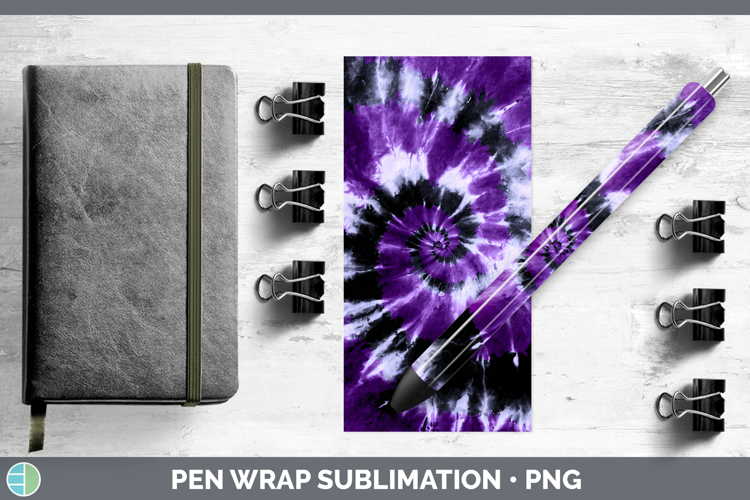 Purple Tie Dye Pen Wrap Sublimation Design