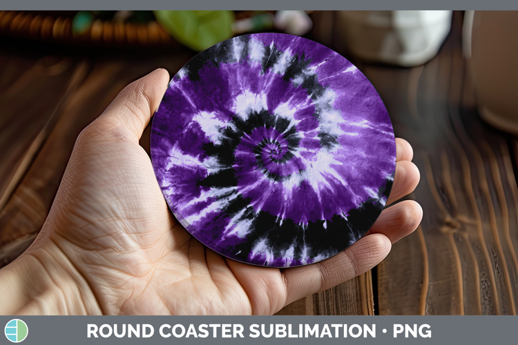 Purple Tie Dye Round Coaster Sublimation Design
