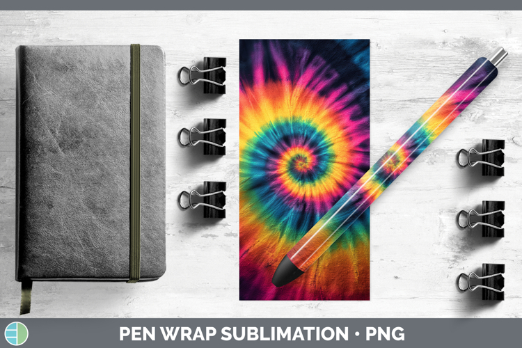Rainbow Tie Dye Pen Wrap Sublimation Design