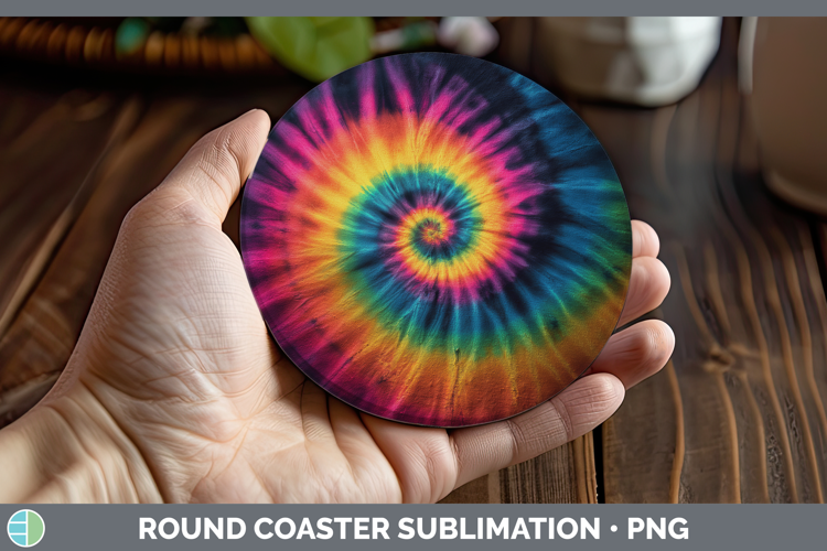 Rainbow Tie Dye Round Coaster Sublimation Design
