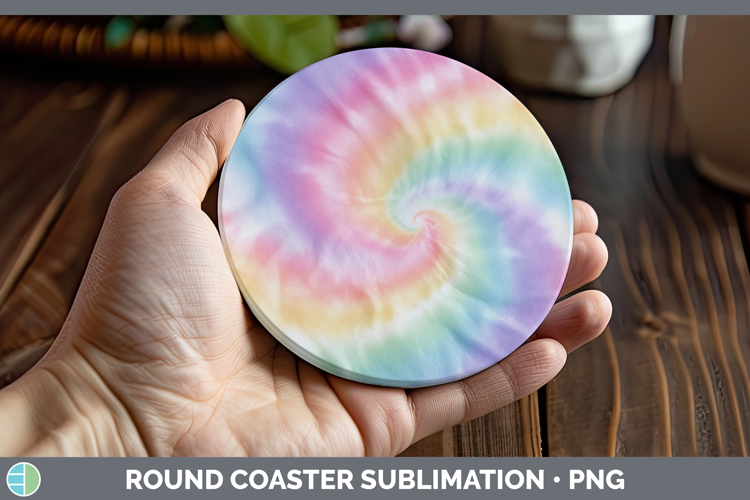 Rainbow Tie Dye Round Coaster Sublimation Design