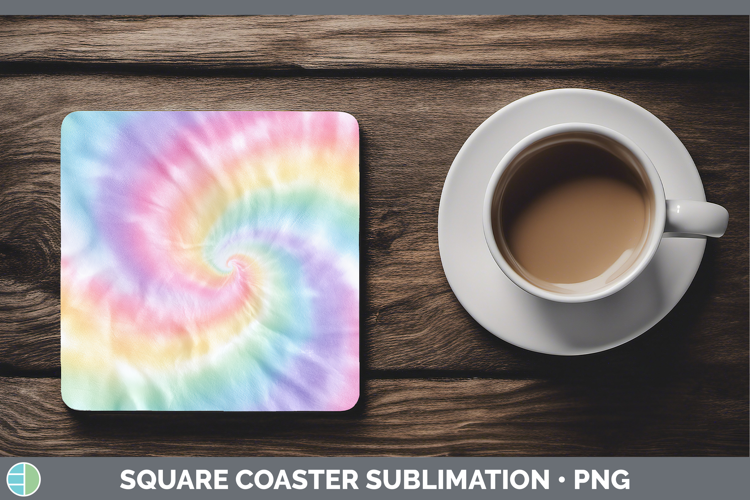 Rainbow Tie Dye Square Coaster Sublimation Design
