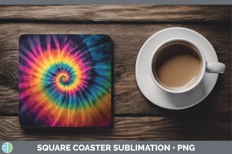 Rainbow Tie Dye Square Coaster Sublimation Design