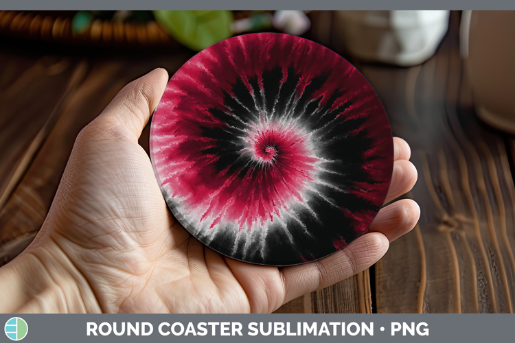 Red Tie Dye Round Coaster Sublimation Design