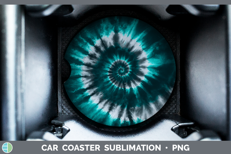 Teal Tie Dye Car Coaster Sublimation Design