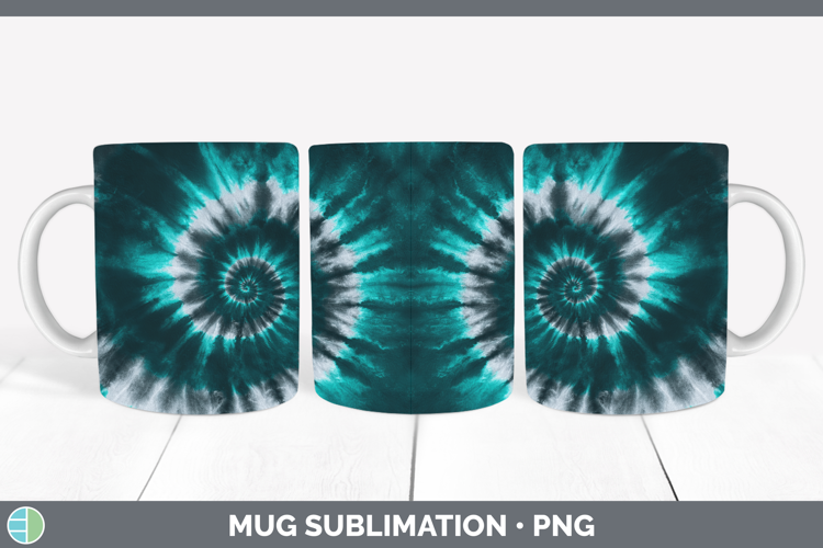 Teal Tie Dye Mug Wrap Sublimation Design