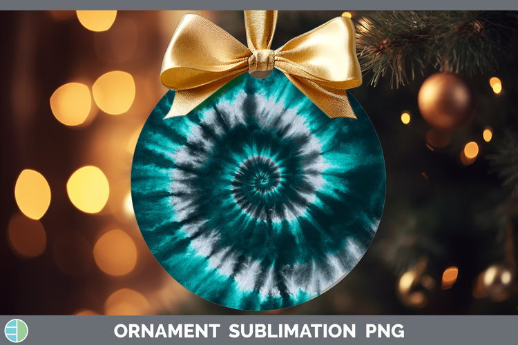 Teal Tie Dye Ornament Sublimation Design