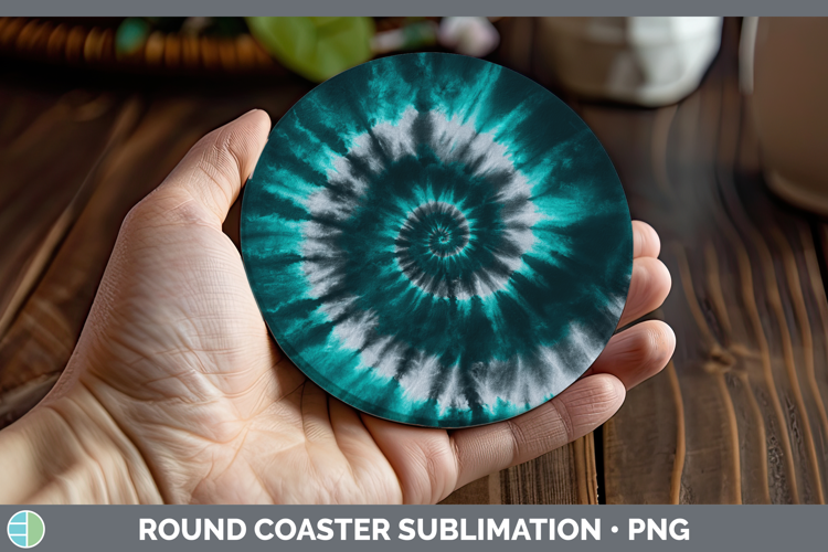 Teal Tie Dye Round Coaster Sublimation Design