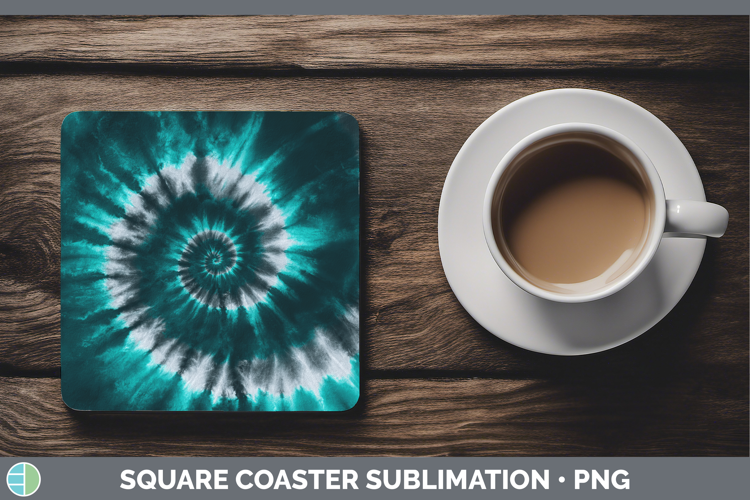 Teal Tie Dye Square Coaster Sublimation Design