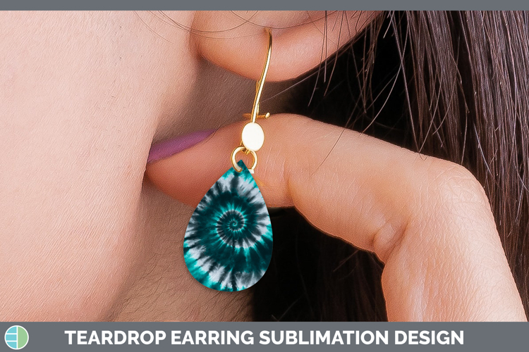 Teal Tie Dye Teardrop Earrings Sublimation Design