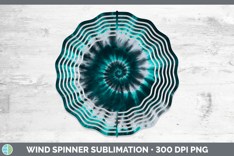 Teal Tie Dye Wind Spinner Sublimation Design