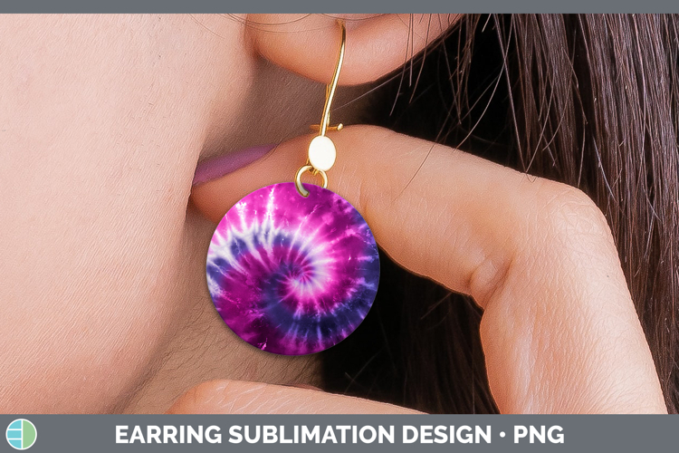 Valentines Day Tie Dye Round Earrings Sublimation Design