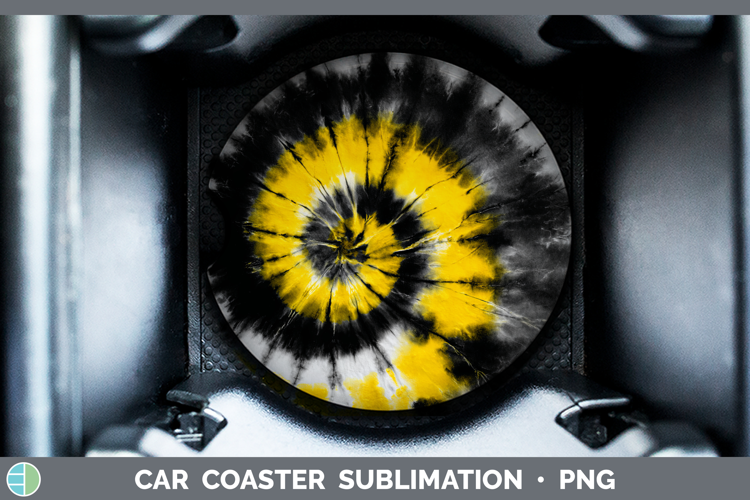 Yellow Tie Dye Car Coaster Sublimation Design