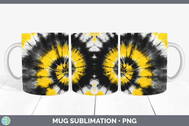 Yellow Tie Dye Mug Wrap Sublimation Design