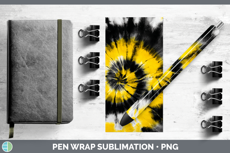 Yellow Tie Dye Pen Wrap Sublimation Design