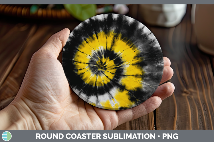 Yellow Tie Dye Round Coaster Sublimation Design