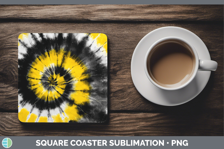 Yellow Tie Dye Square Coaster Sublimation Design
