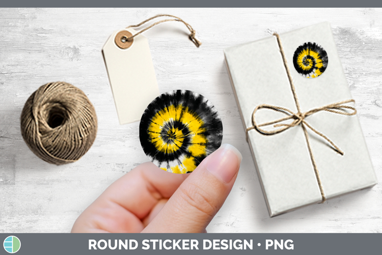 Yellow Tie Dye Stickers Design