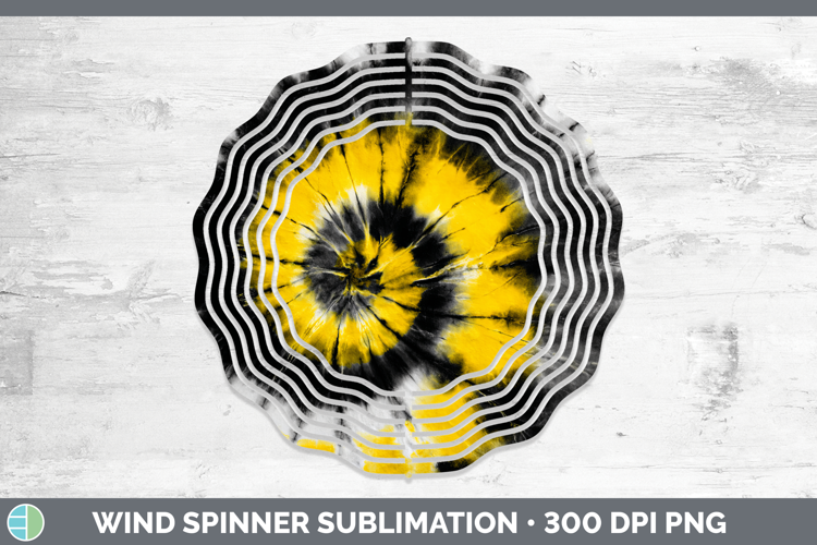 Yellow Tie Dye Wind Spinner Sublimation Design