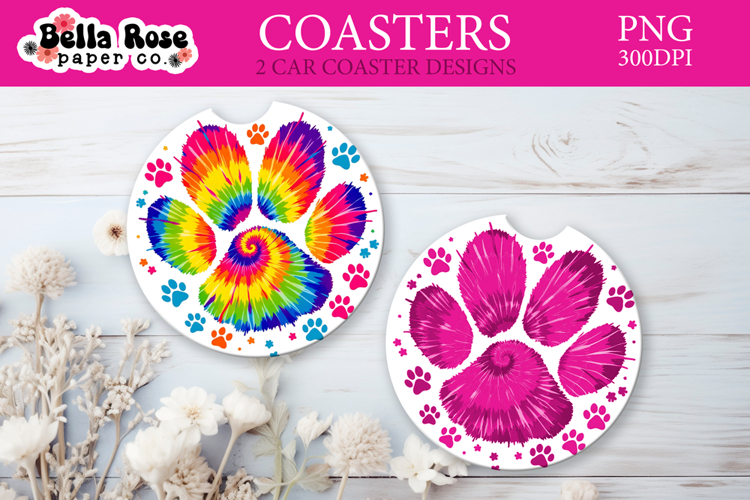 Rainbow Dog Paw | Car Coaster Keychain Sublimation