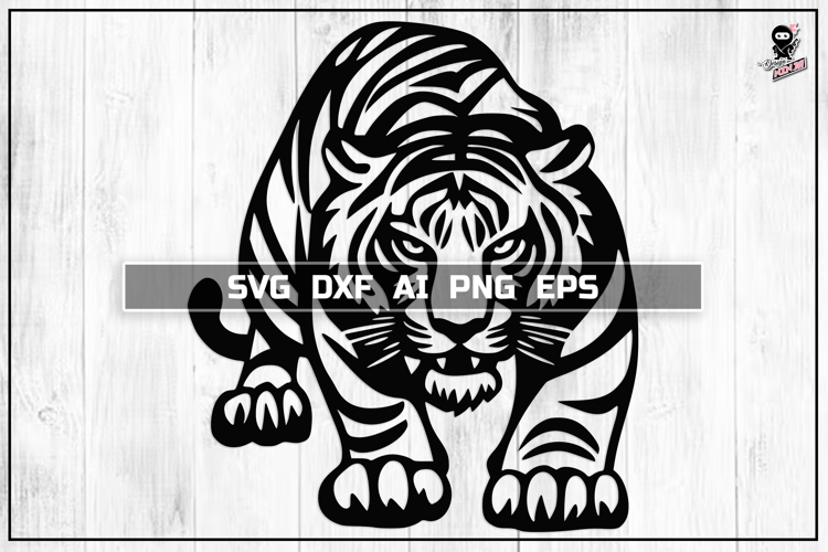 Crouching Tiger SVG, Sneaking Animal Portrait Cut File