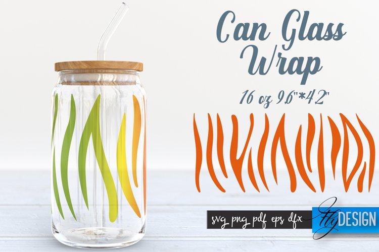 Can Glass Wrap | Animals SVG | Tiger SVG Design | Template