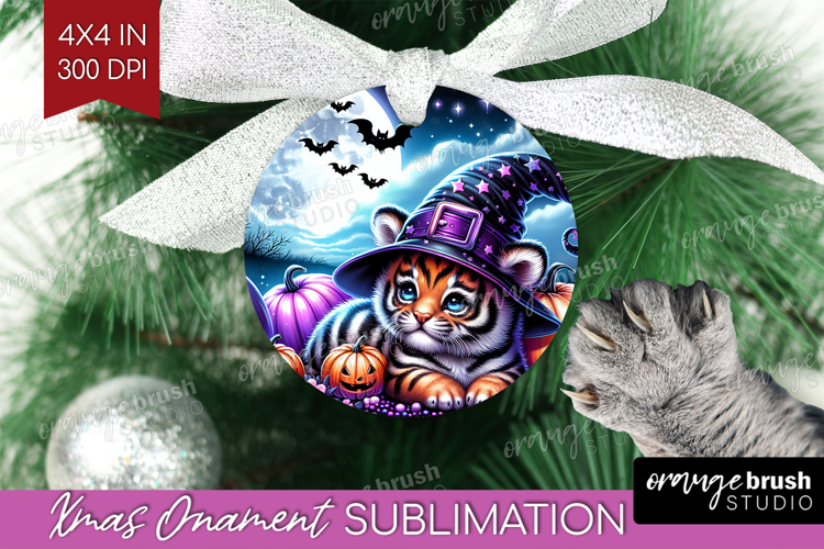 Tiger Halloween Ornament PNG Cute Animal PNG Sublimation
