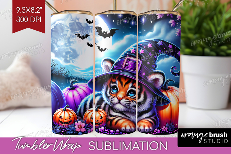 Tiger Halloween Tumbler Wrap Cute Animal Tumbler PNG
