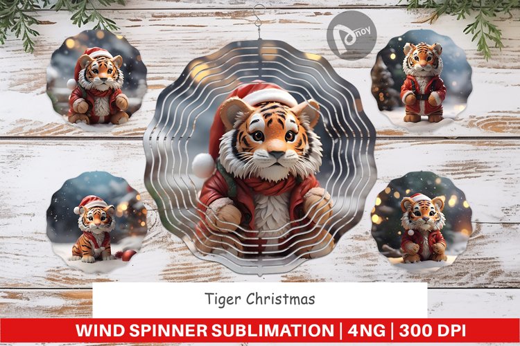 Wind Spinner Tiger Christmas