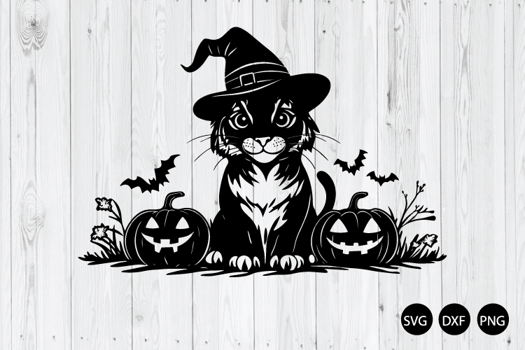 Tiger Halloween SVG, Tiger Halloween with Pumpkins SVG