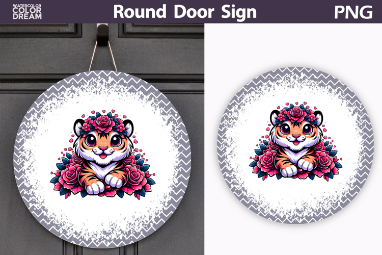 Tiger Floral Round Sign | Mothers Day Sublimation
